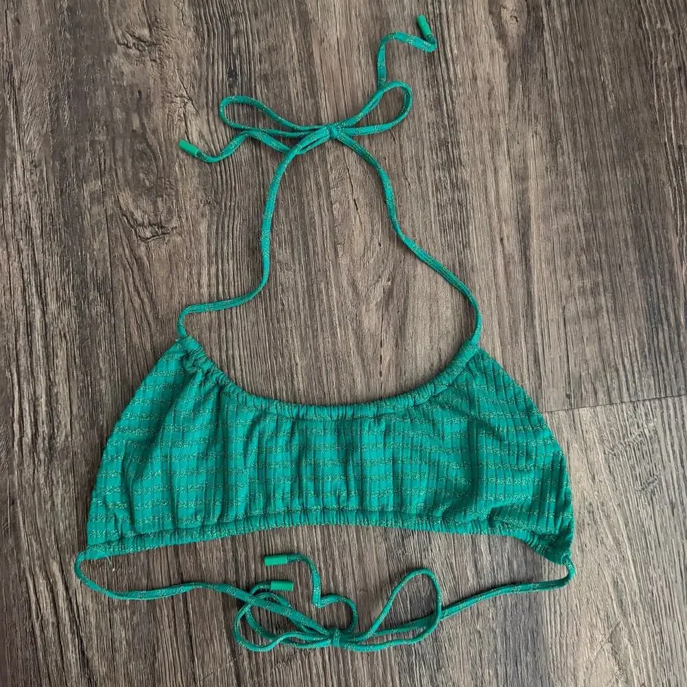Triangl Swimwear Myrta Lita Green Sparkle Bikini Set Size XL